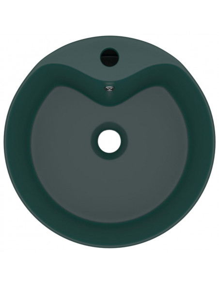 Lavandino con Troppopieno Verde Scuro Opaco 36x13cm in Ceramica
