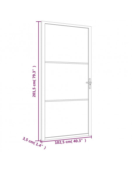 Porta Interna 102,5x201,5 cm Bianca in Vetro ESG e Alluminio