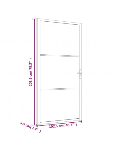 Porta Interna 102,5x201,5 cm Nero Opaco in Vetro e Alluminio