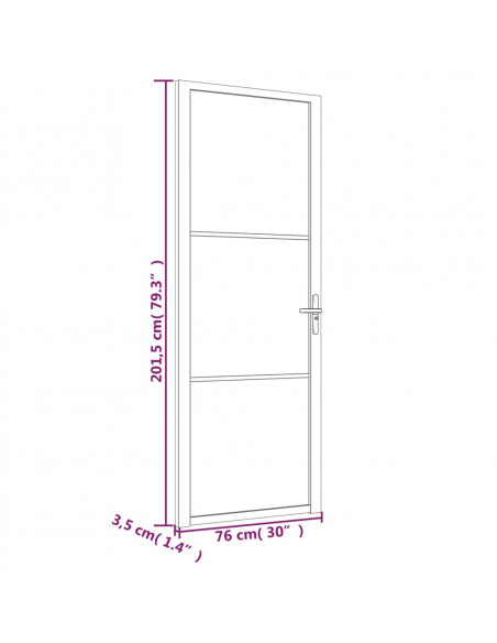 Porta Interna 76x201,5 cm Bianca in Vetro ESG e Alluminio