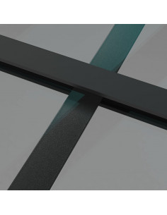 Porta Interna 83x201,5 cm Nera in Vetro ESG e Alluminio