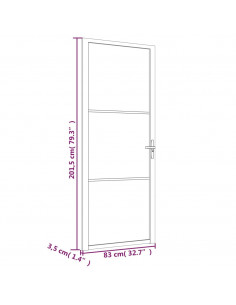 Porta Interna 83x201,5 cm Nero Opaco Vetro e Alluminio