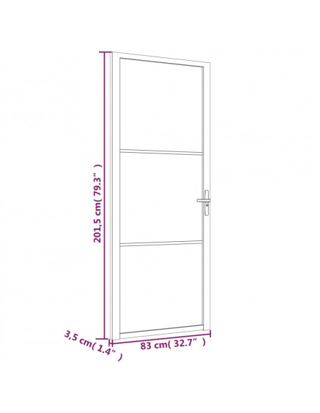 Porta Interna 83x201,5 cm Nero Opaco Vetro e Alluminio
