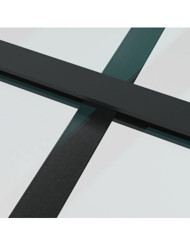 Porta Interna 83x201,5 cm Nero Opaco Vetro e Alluminio