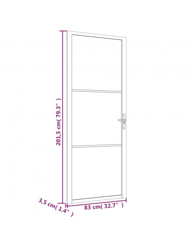 Porta Interna 83x201,5 cm Nero Opaco Vetro ESG e Alluminio