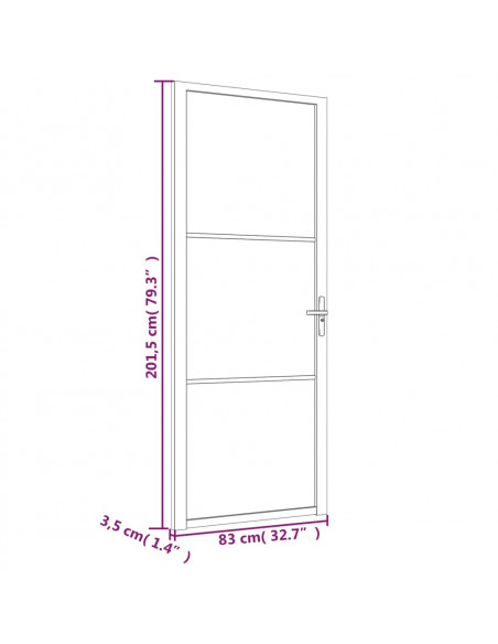 Porta Interna 83x201,5 cm Nero Opaco Vetro ESG e Alluminio