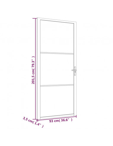 Porta Interna 93x201,5 cm Bianca in Vetro ESG e Alluminio