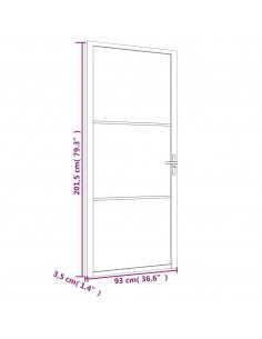 Porta Interna 93x201,5 cm Bianco Opaco Vetro e Alluminio