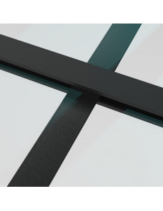 Porta Interna 93x201,5 cm Nero Opaco Vetro e Alluminio