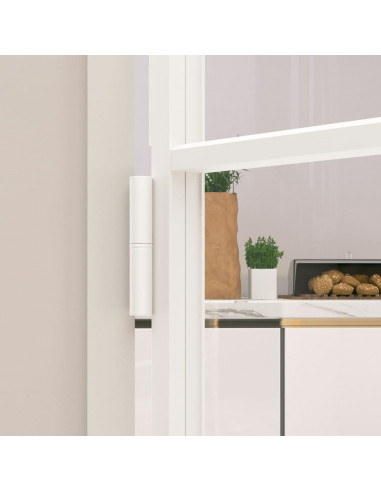 Porta Interna Bianca 83x201,5 cm Vetro Temperato Alluminio Slim