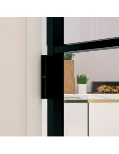 Porta Interna Nera 102x201,5 Vetro Temperato Alluminio Sottile
