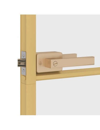Porta Interni Sottile Oro 76x201,5cm Vetro Temperato Alluminio