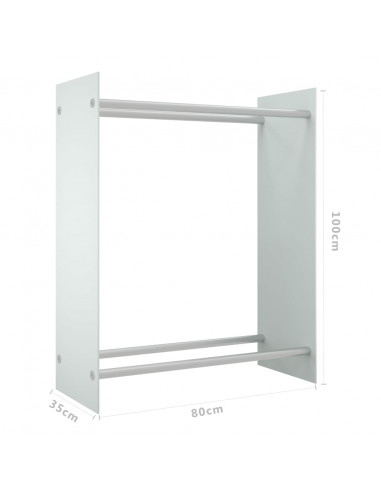 Porta Legna Bianco 80x35x100 cm in Vetro Temperato
