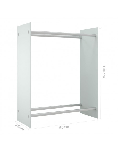 Porta Legna Bianco 80x35x100 cm in Vetro Temperato