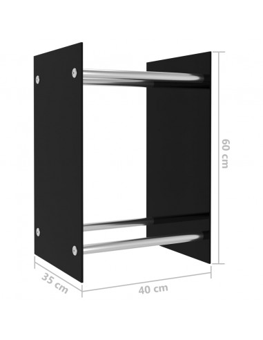 Porta Legna Nero 40x35x60 cm in Vetro