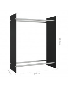Porta Legna Nero 80x35x100 cm in Vetro Temperato