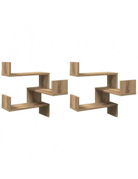 Mensole Angolari 2pz Artigianale 40x40x49,5 cm in Truciolato