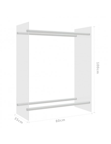 Porta Legna Trasparente 80x35x100 cm in Vetro Temperato