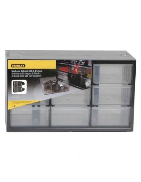Porta minuteria Stanley 1 93 978 9 Cassetti Nero e Trasparente