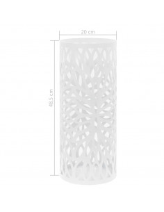 Porta Ombrelli con Motivi a Foglie in Acciaio Bianco