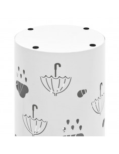 Porta Ombrelli con Motivi a Ombrelli in Acciaio Bianco