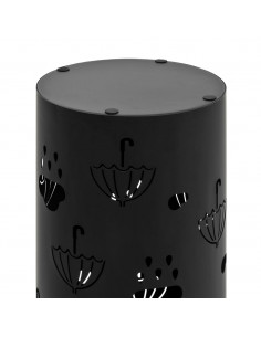 Porta Ombrelli con Motivi a Ombrelli in Acciaio Nero