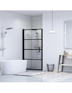 Porta per Doccia in Vetro Temperato 100x178 cm Nera