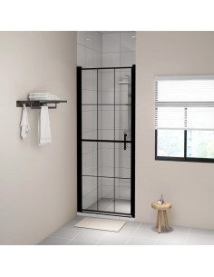 Porta per Doccia in Vetro Temperato 81x195 cm Nero