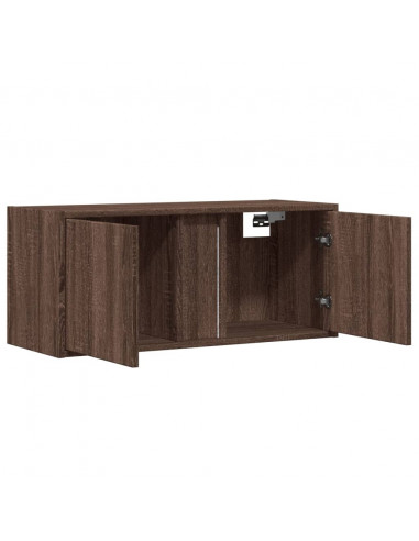 Mobile TV a Parete con Luci LED Rovere Marrone 80x31x35 cm