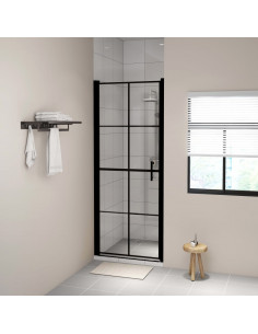 Porta per Doccia in Vetro Temperato 91x195 cm Nera