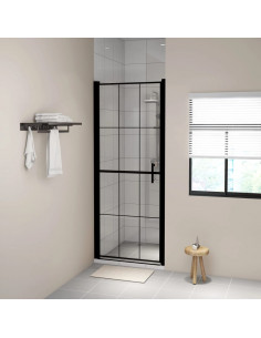 Porta per Doccia in Vetro Temperato 91x195 cm Nera