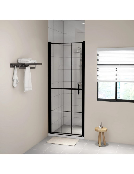 Porta per Doccia in Vetro Temperato 91x195 cm Nera