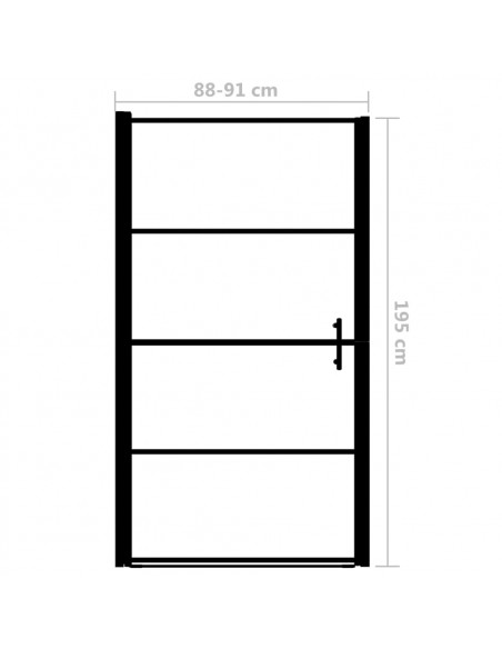 Porta per Doccia in Vetro Temperato 91x195 cm Nera