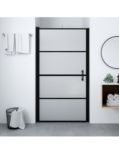 Porta per Doccia in Vetro Temperato Smerigliato 100x178 cm Nero