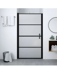 Porta per Doccia in Vetro Temperato Smerigliato 81x195 cm Nero