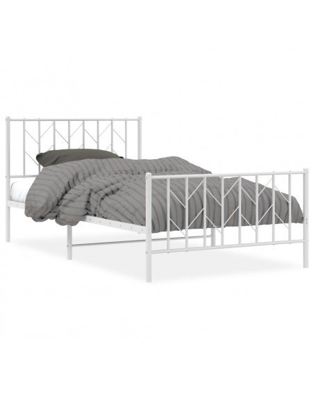 Giroletto con Testiera e Pediera Metallo Bianco 107x203 cm