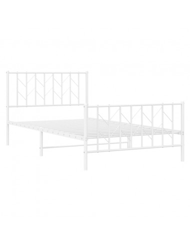 Giroletto con Testiera e Pediera Metallo Bianco 107x203 cm