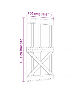 Porta Scorrevole con Set Hardware 100x210cm Legno Massello Pino