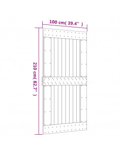 Porta Scorrevole con Set Hardware 100x210cm Legno Massello Pino