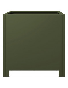 Fioriere da Giardino 2 pz Verde Oliva 40x40x40 cm in Acciaio 2