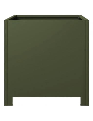 Fioriere da Giardino 2 pz Verde Oliva 40x40x40 cm in Acciaio