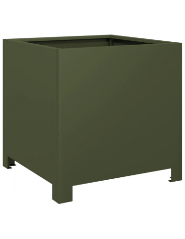 Fioriere da Giardino 2 pz Verde Oliva 40x40x40 cm in Acciaio