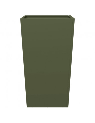 Fioriere da Giardino 2 pz Verde Oliva 45x45x75 cm in Acciaio