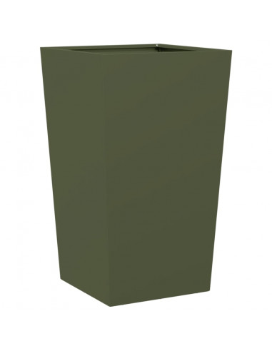 Fioriere da Giardino 2 pz Verde Oliva 45x45x75 cm in Acciaio