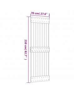 Porta Scorrevole con Set Hardware 70x210 cm Legno Massello Pino