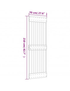 Porta Scorrevole con Set Hardware 70x210 cm Legno Massello Pino