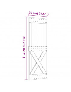 Porta Scorrevole con Set Hardware 70x210 cm Legno Massello Pino