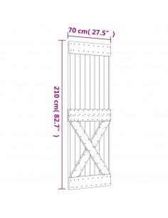Porta Scorrevole con Set Hardware 70x210 cm Legno Massello Pino