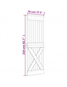 Porta Scorrevole con Set Hardware 70x210 cm Legno Massello Pino