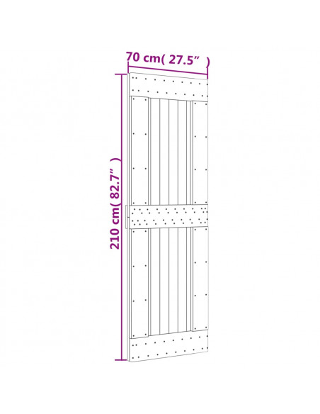 Porta Scorrevole con Set Hardware 70x210 cm Legno Massello Pino